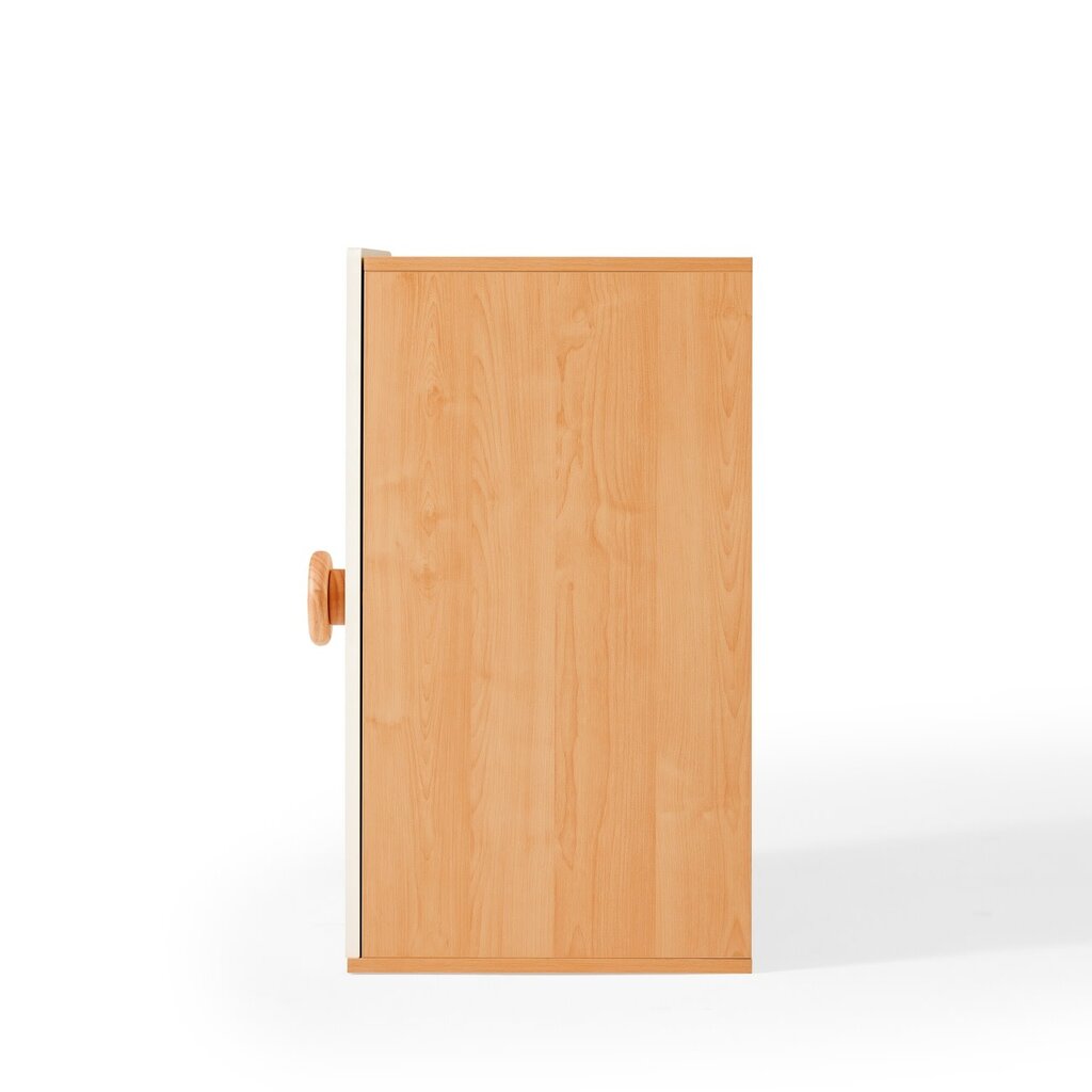 Petite armoire 1 porte blanc et bois