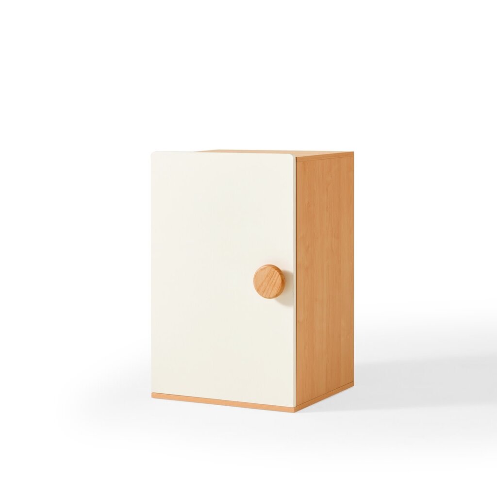 Petite armoire 1 porte blanc et bois