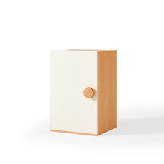Petite armoire 1 porte blanc et bois