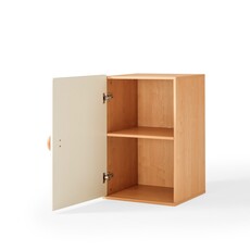 Petite armoire 1 porte blanc et bois