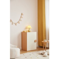 Petite armoire 1 porte blanc et bois