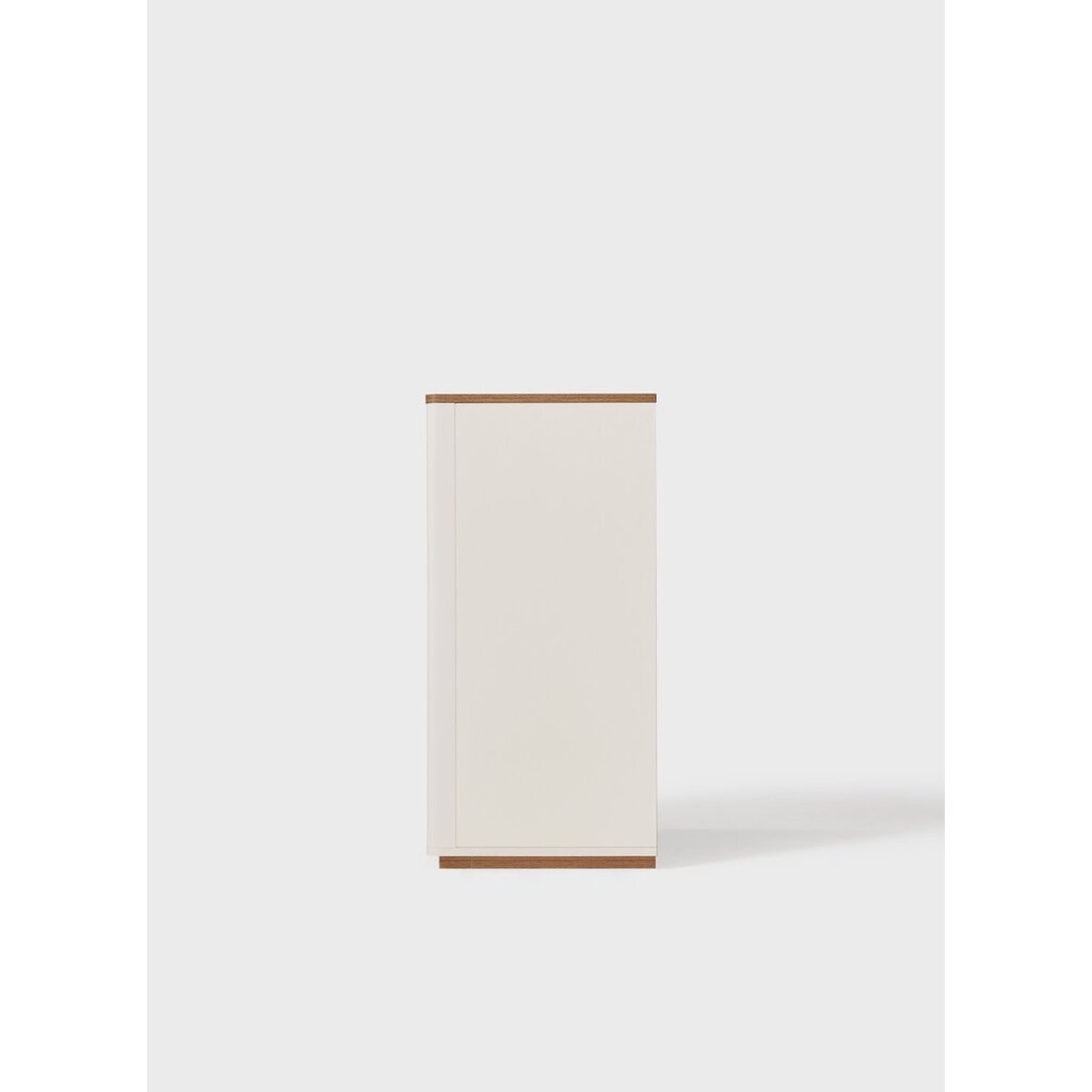 Commode 4 tiroirs blanc et bois