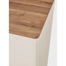 Commode 4 tiroirs blanc et bois