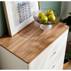 Commode 4 tiroirs blanc et bois