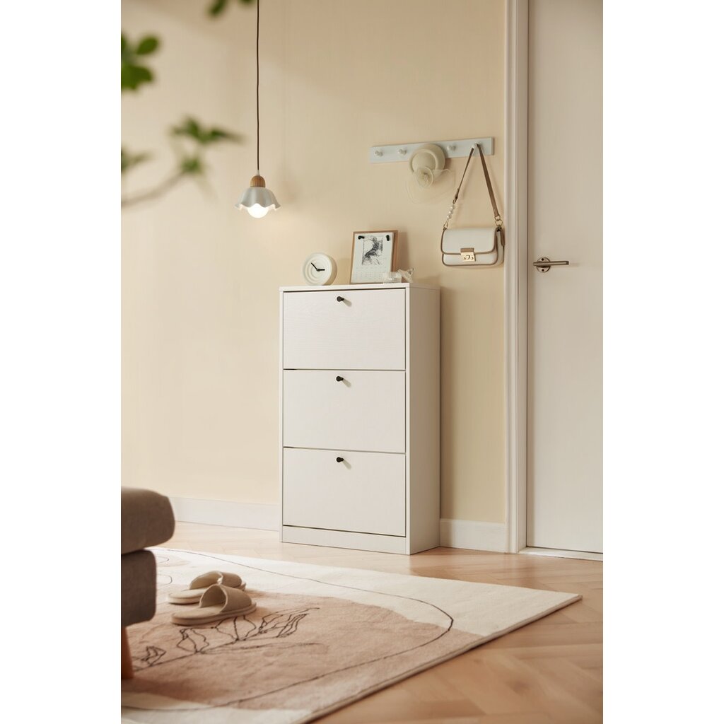 Meuble à chaussure 3 tiroirs 55x19x111 cm Blanc