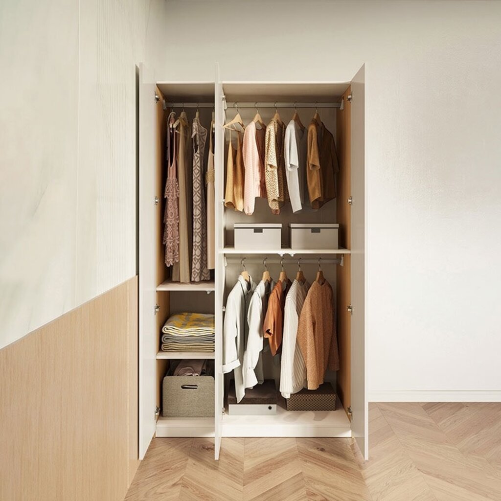 Penderie 3 portes type B (UV1D-B) + armoire blanc et bois (UV1D-B)