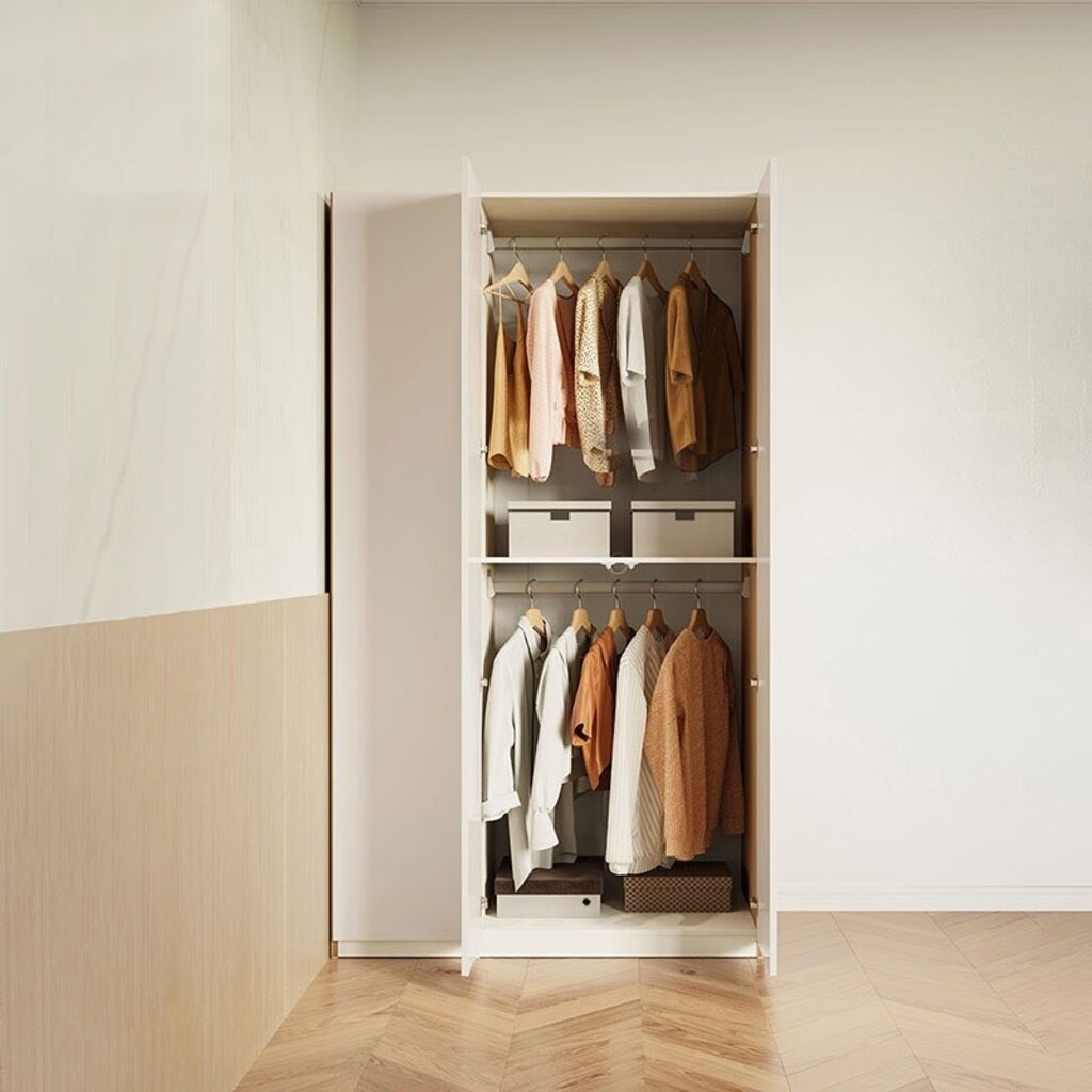 Penderie 3 portes type B (UV1D-B) + armoire blanc et bois (UV1D-B)