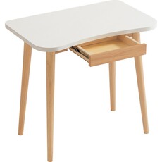 Bureau 80x50x74 cm 1 tiroir bois + blanc