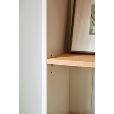 Étagère 3 niveaux et cases de rangement bois + blanc