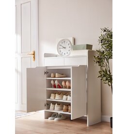 Meuble à chaussures 2 portes 2 tiroirs 81x35x105 cm