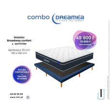 Combo Matelas BROADWAY 140x190x25 Cm + Sommier 10 Cm