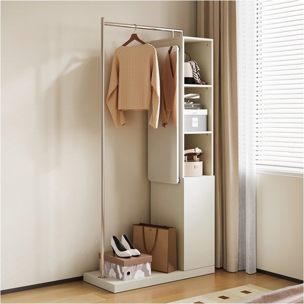 Porte vêtement avec miroir intégré 90x40x186 cm