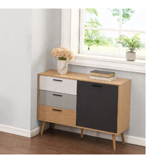 Buffet Fuyo 3 tiroirs 1 porte grise 94.5x40x77 cm