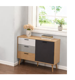 Buffet Fuyo 3 tiroirs 1 porte grise 94.5x40x77 cm