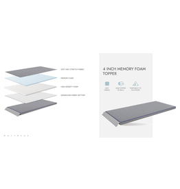 Surmatelas enroulable à mémoire de forme 5 cm Gris