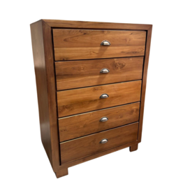 Commode en teck 5 tiroirs  90x50x140 Cm Naturel