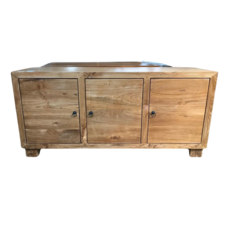 Buffet 3 portes en teck pieds carrés 150x45x80 Cm Brut