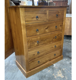 Commode 6 tiroirs 89x40x110 Cm Naturel