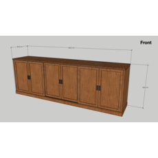 Buffet en teck massif 6 portes coulissantes 300x60x100 cm Naturel