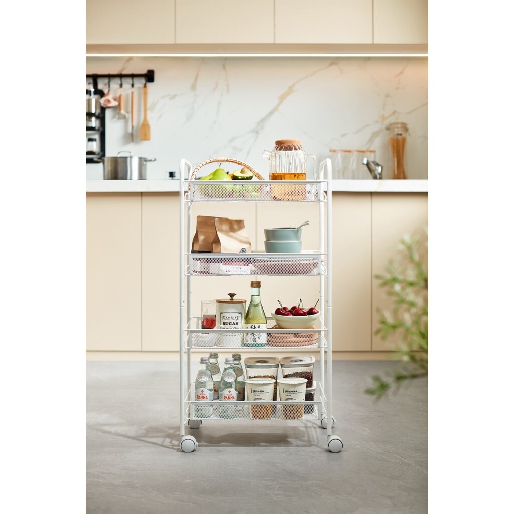 Chariot de rangement 4 niveaux 44x26x84 cm