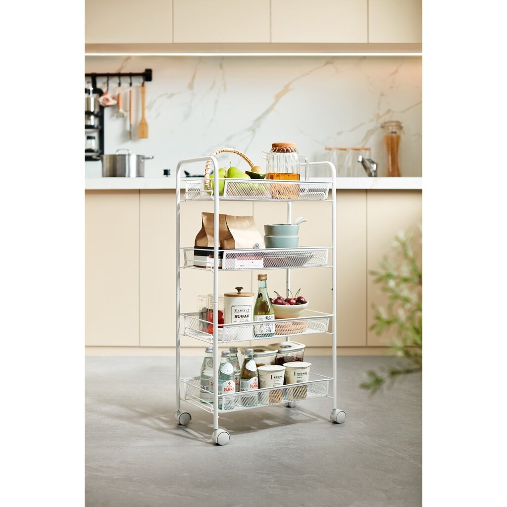 Chariot de rangement 4 niveaux 44x26x84 cm