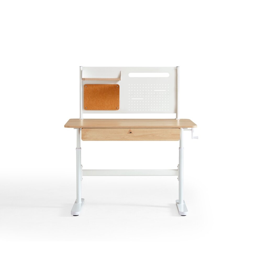 Bureau ajustable 1 tiroir blanc cassé et bois