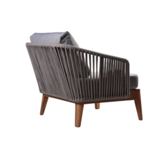 SUWALESI  - Fauteuil en teck et cordes avec coussin 91x81x69 cm