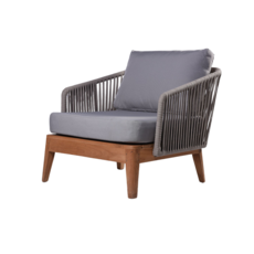 SUWALESI  - Fauteuil en teck et cordes avec coussin 91x81x69 cm