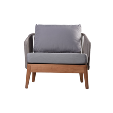 SUWALESI  - Fauteuil en teck et cordes avec coussin 91x81x69 cm