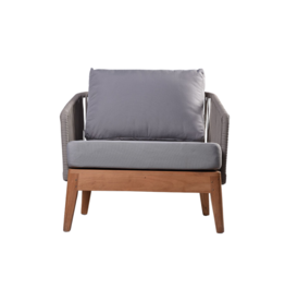 SUWALESI  - Fauteuil en teck et cordes avec coussin 91x81x69 cm
