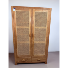 Armoire 2 portes rotin en teck 120x67x200 Cm WB