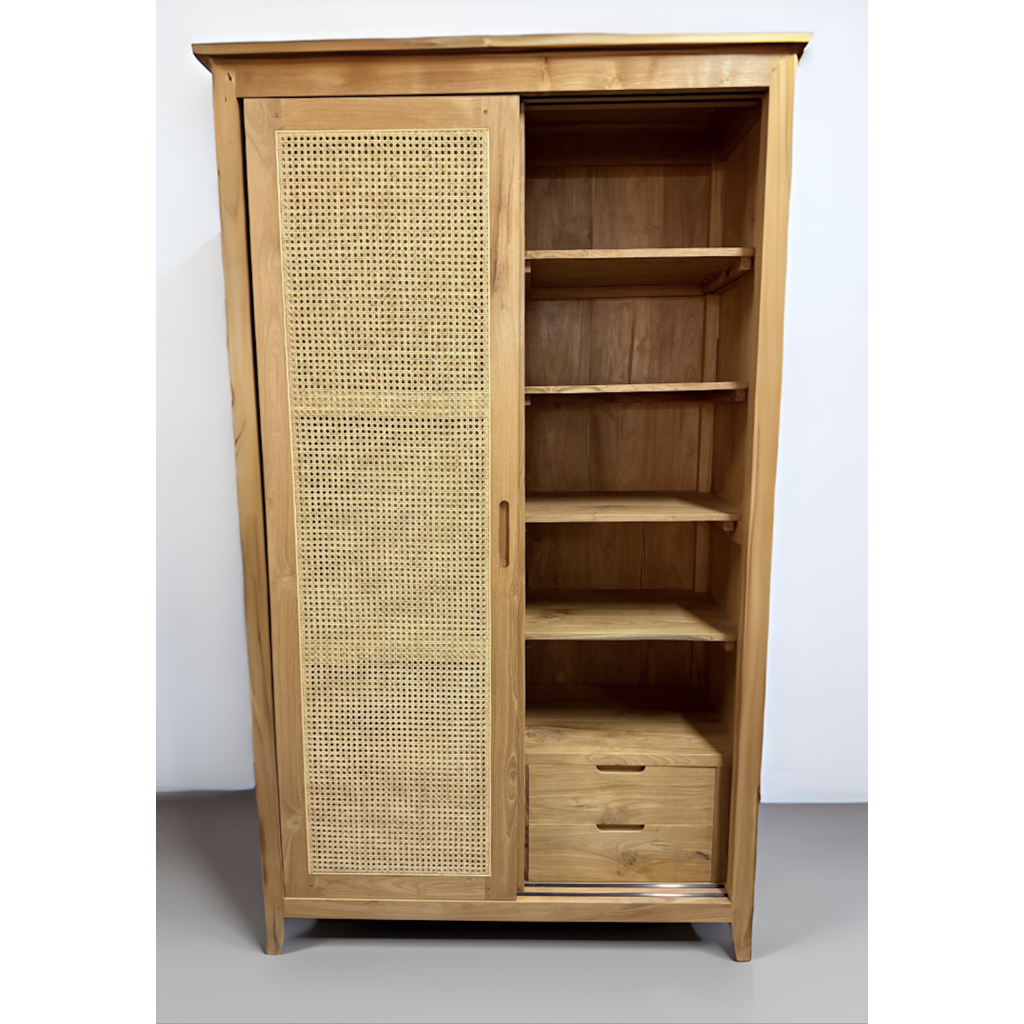 Armoire 2 portes coulissantes en teck 115x55x200 Cm WB