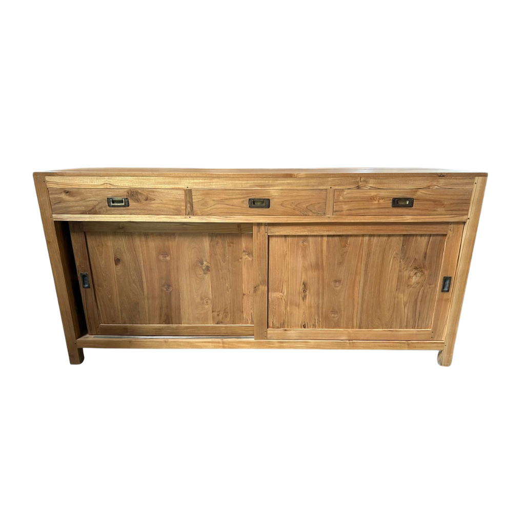 Buffet en teck 3 tiroirs 2 portes coulissantes 180x48x100 Cm WB