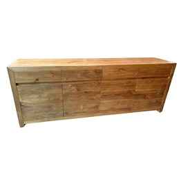 Buffet 4 portes 4 tiroirs en teck 195x45x85 Brut