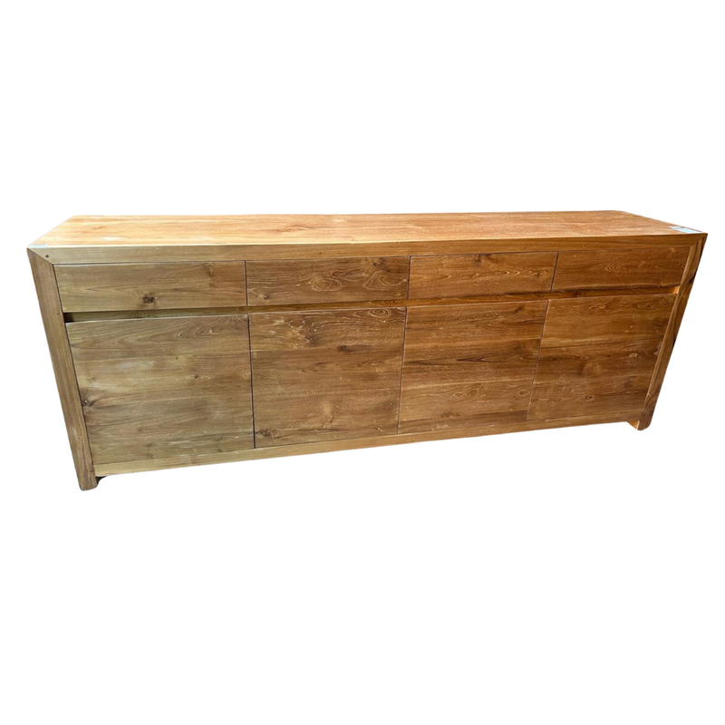 Buffet 4 portes 4 tiroirs en teck 195x45x85 Brut
