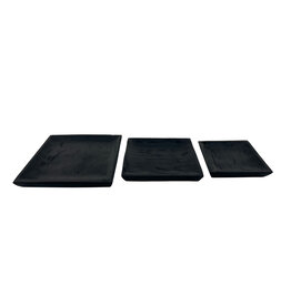 Set de 3 plats carrés en teck Noir