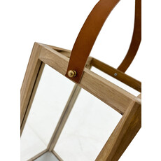Candle box L en Teck avec lanière en cuir