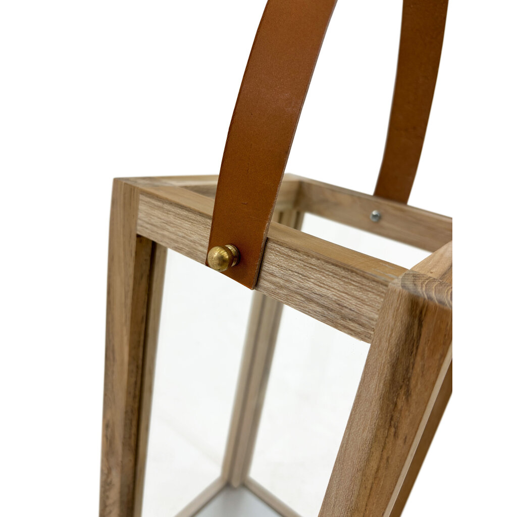 Candle box S en Teck avec lanière en cuir