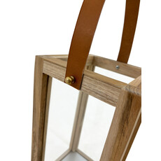 Candle box S en Teck avec lanière en cuir