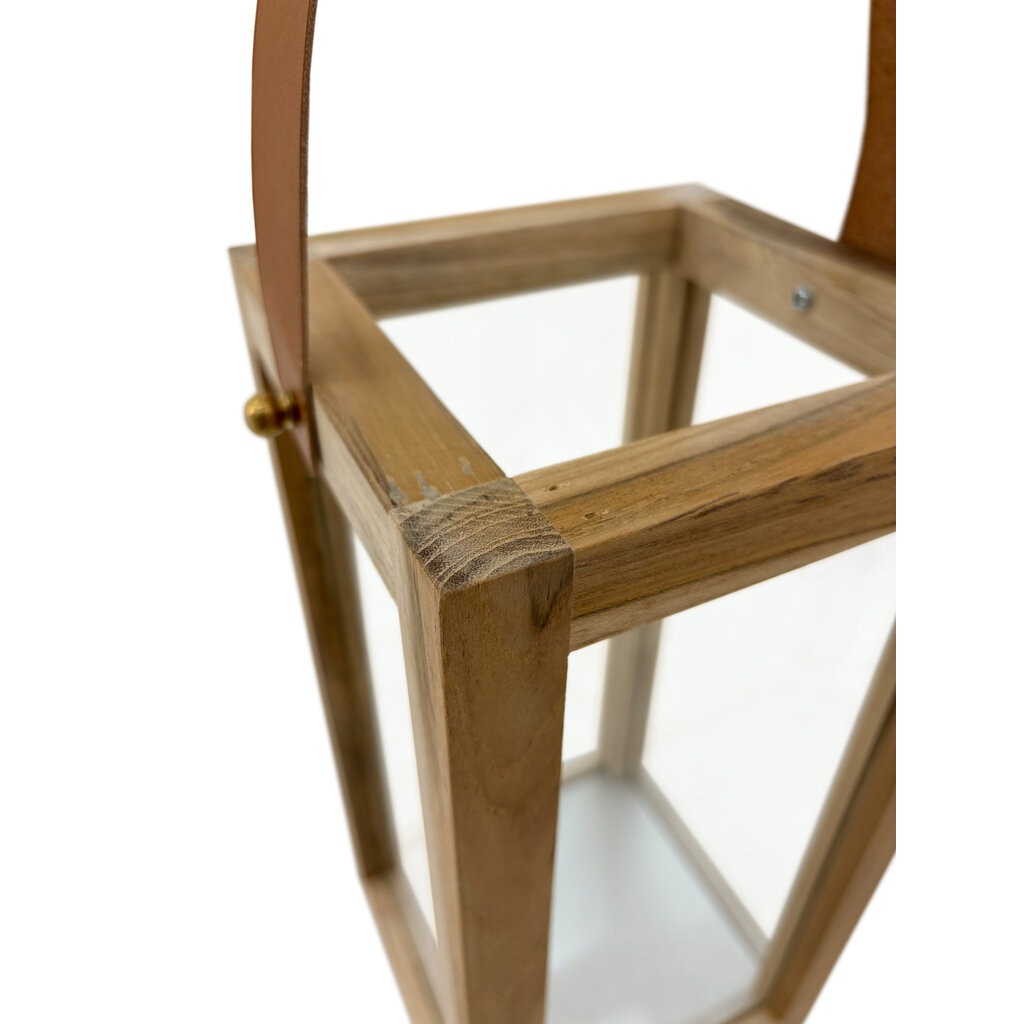 Candle box S en Teck avec lanière en cuir