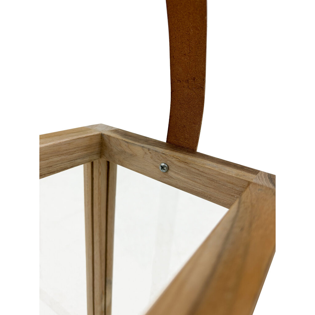 Candle box S en Teck avec lanière en cuir