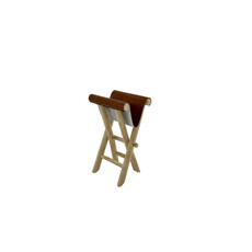 Tabouret pliant en Teck + Cuir marron 50x35x45 cm