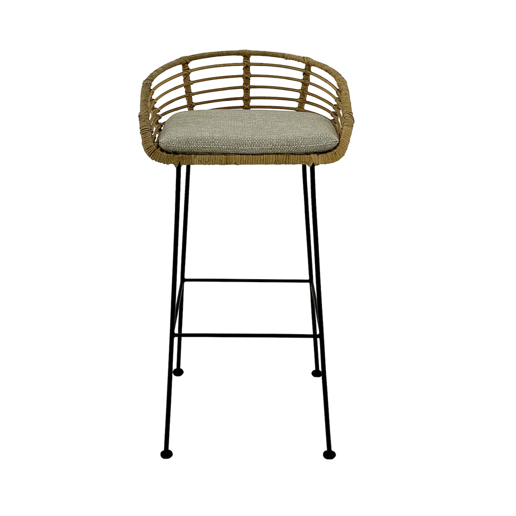 Chaise de bar Pevita en rotin et métal