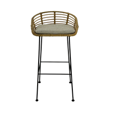 Chaise de bar Pevita en rotin et métal