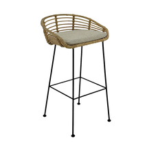 Chaise de bar Pevita en rotin et métal