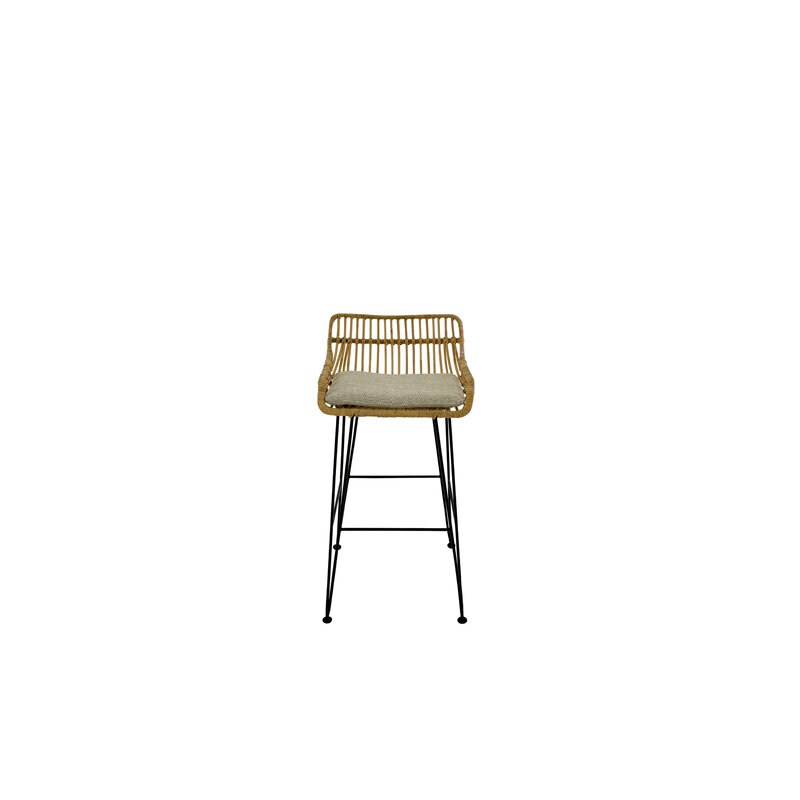 Chaise de bar Prisma en rotin et métal 45x55x85 cm