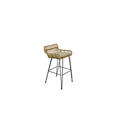 Chaise de bar Prisma en rotin et métal 45x55x85 cm