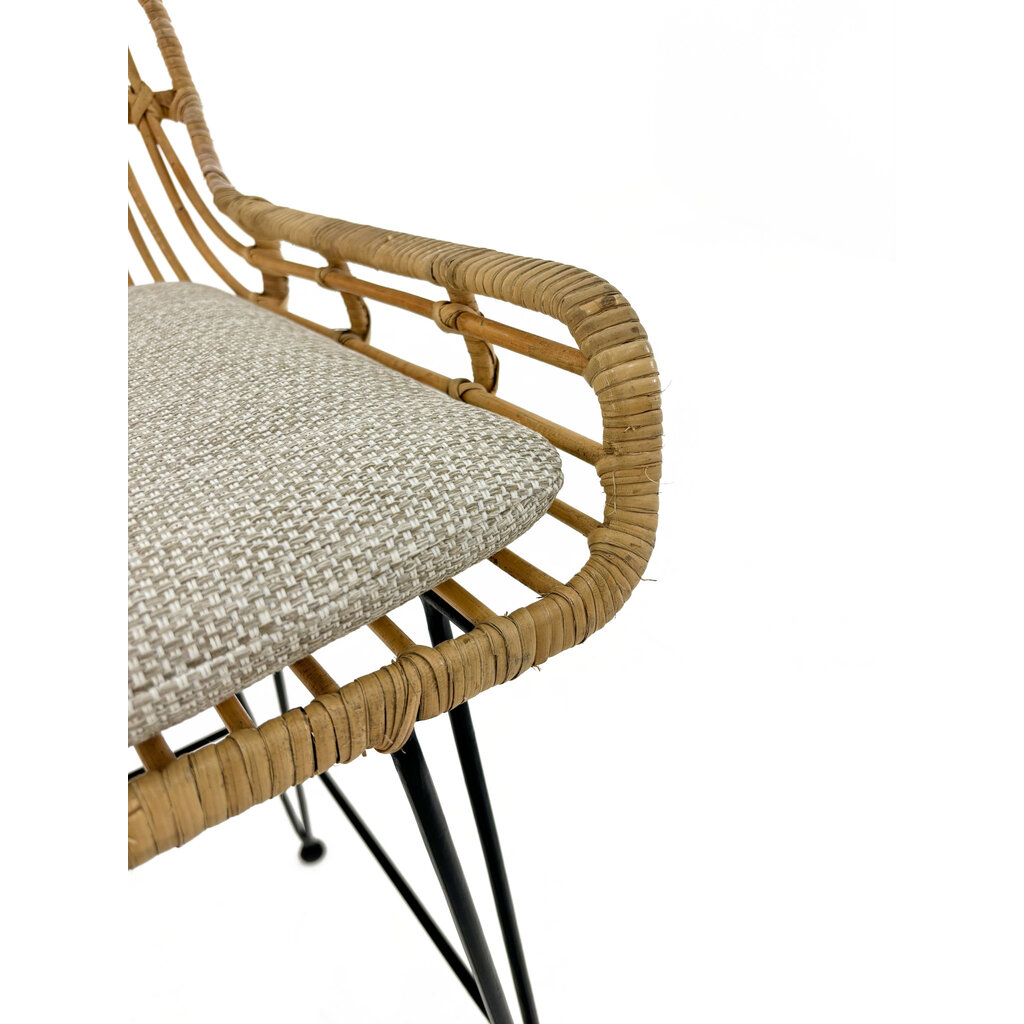 Chaise de bar Prisma en rotin et métal 45x55x85 cm