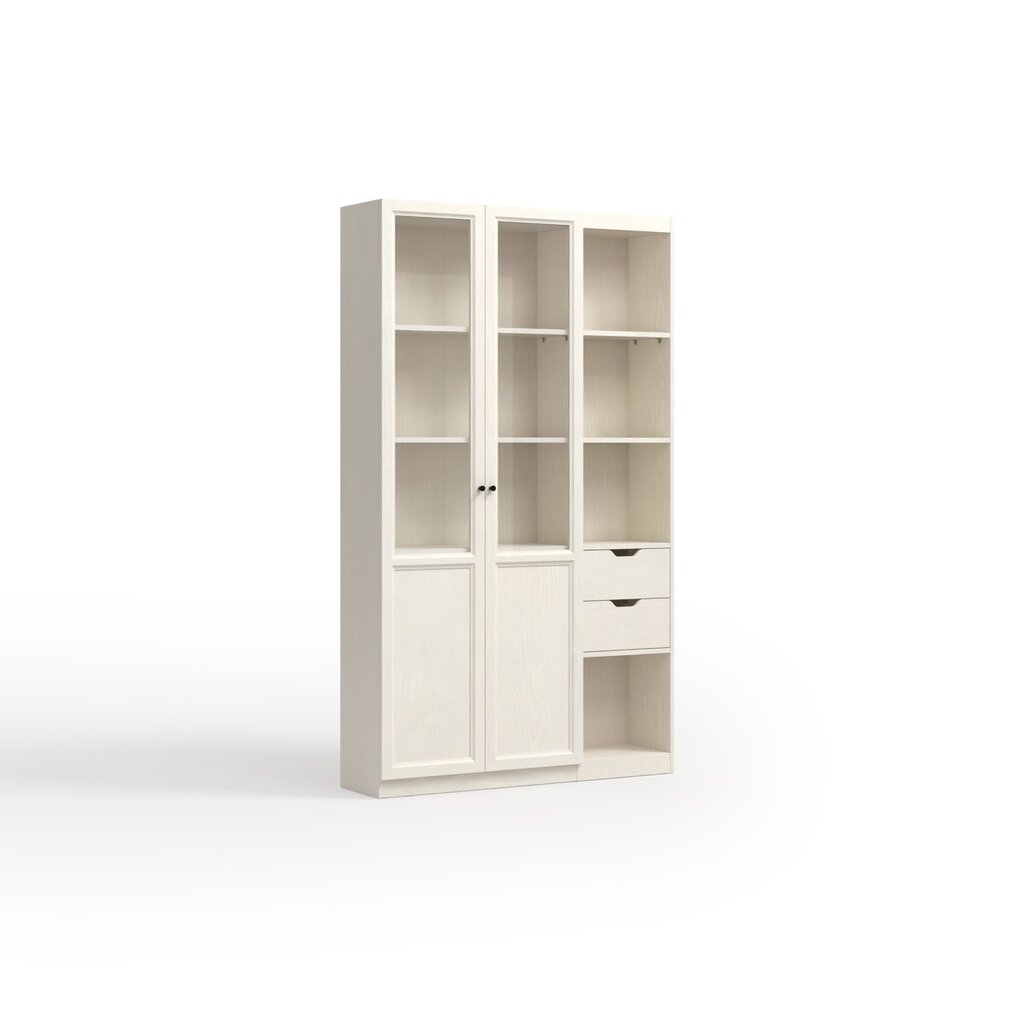 Bibliothèque 2 porte vitrée 2 tiroir Blanc