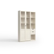 Bibliothèque 2 porte vitrée 2 tiroir Blanc